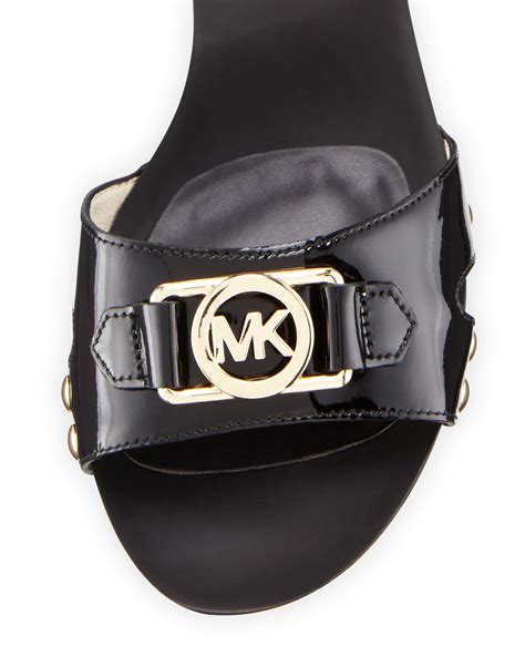 michael kors charm platform sandals|Michael Kors black suede sandals.